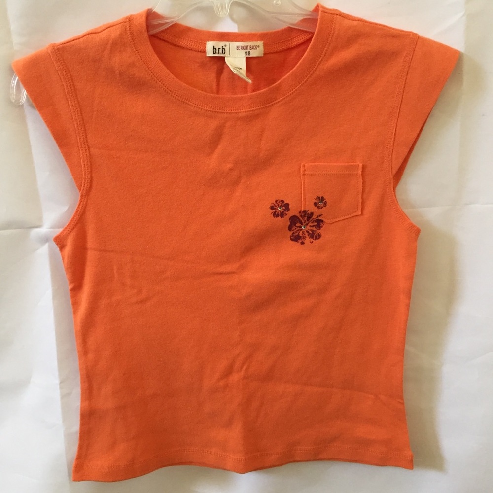 GIRLS LARGE ORANGE BE RIGHT BACK COTTON TOP NWOT
